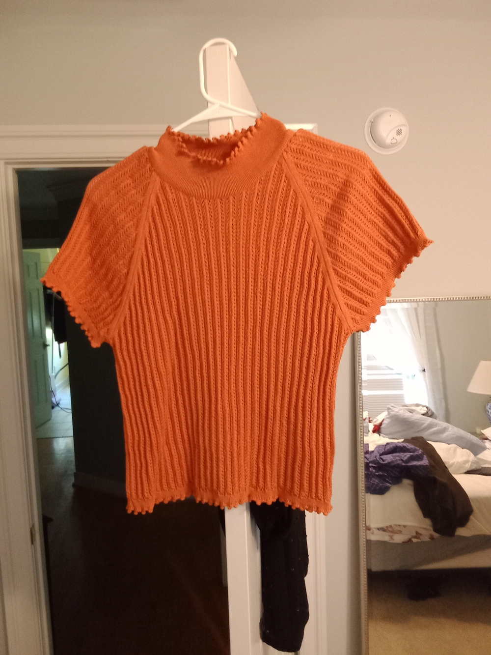 Sweater Short Sleeve Top - Bright Orange Anthropology XL